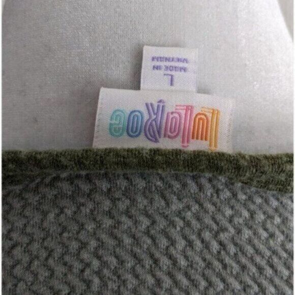 LuLaRoe Julia Dress Large NWT $45 Gray Olive Green Raglan Sleeves Stretch - Picture 11 of 13